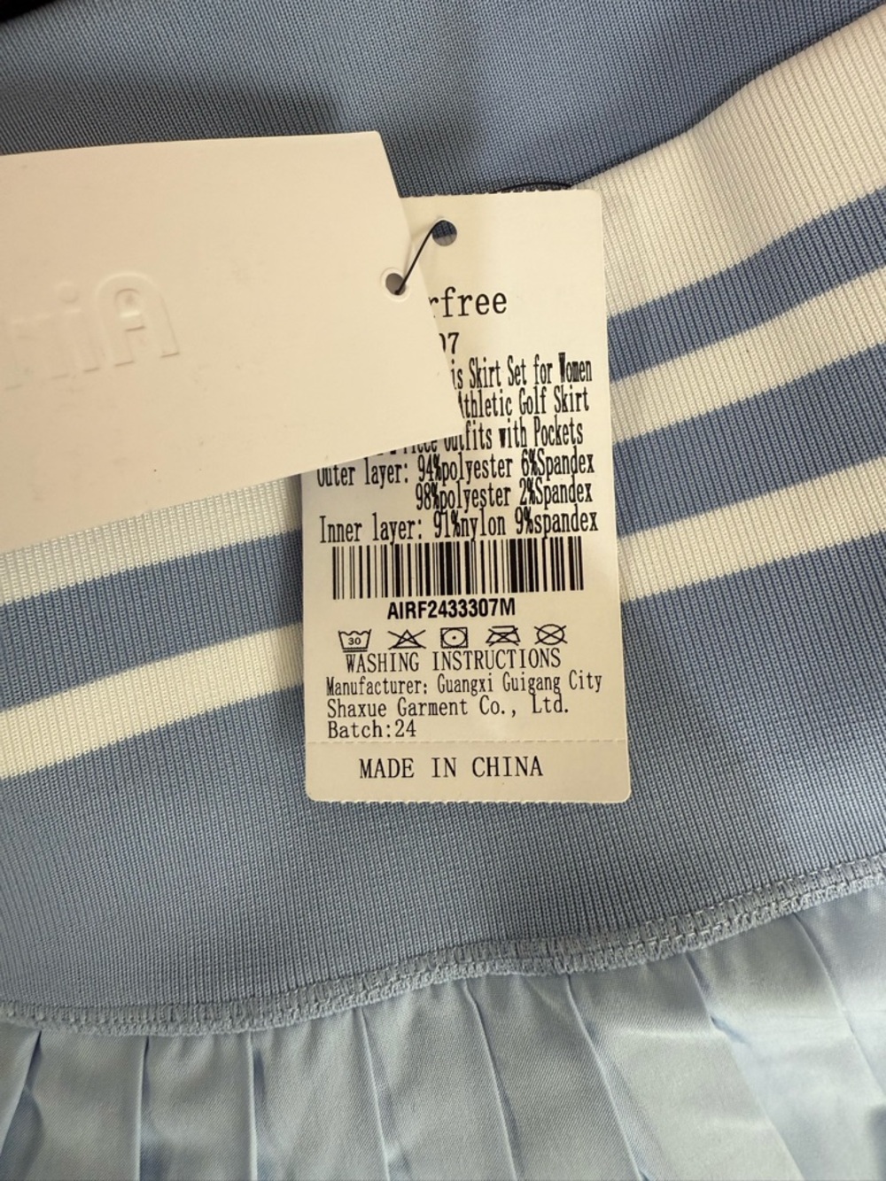 AIRFREE ight Blue Pleated Skater Skirt with Striped Waistband - Picture 5 of 6